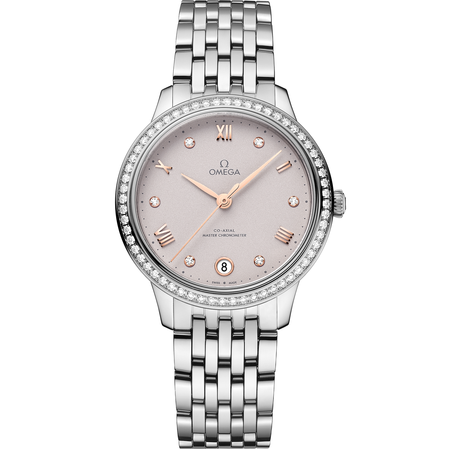 Unworn, Omega De Ville Prestige, Stainless Steel and Diamond-set, 34 mm, Ref# 434.15.34.20.52.002