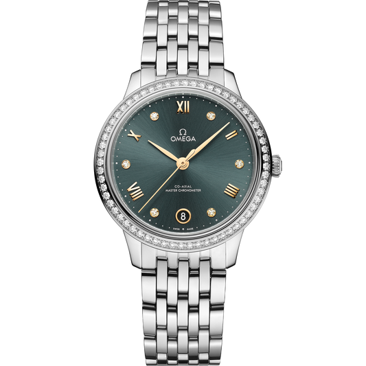 Unworn, Omega De Ville Prestige, Stainless Steel and Diamond-set, 34 mm, Ref# 434.15.34.20.60.001