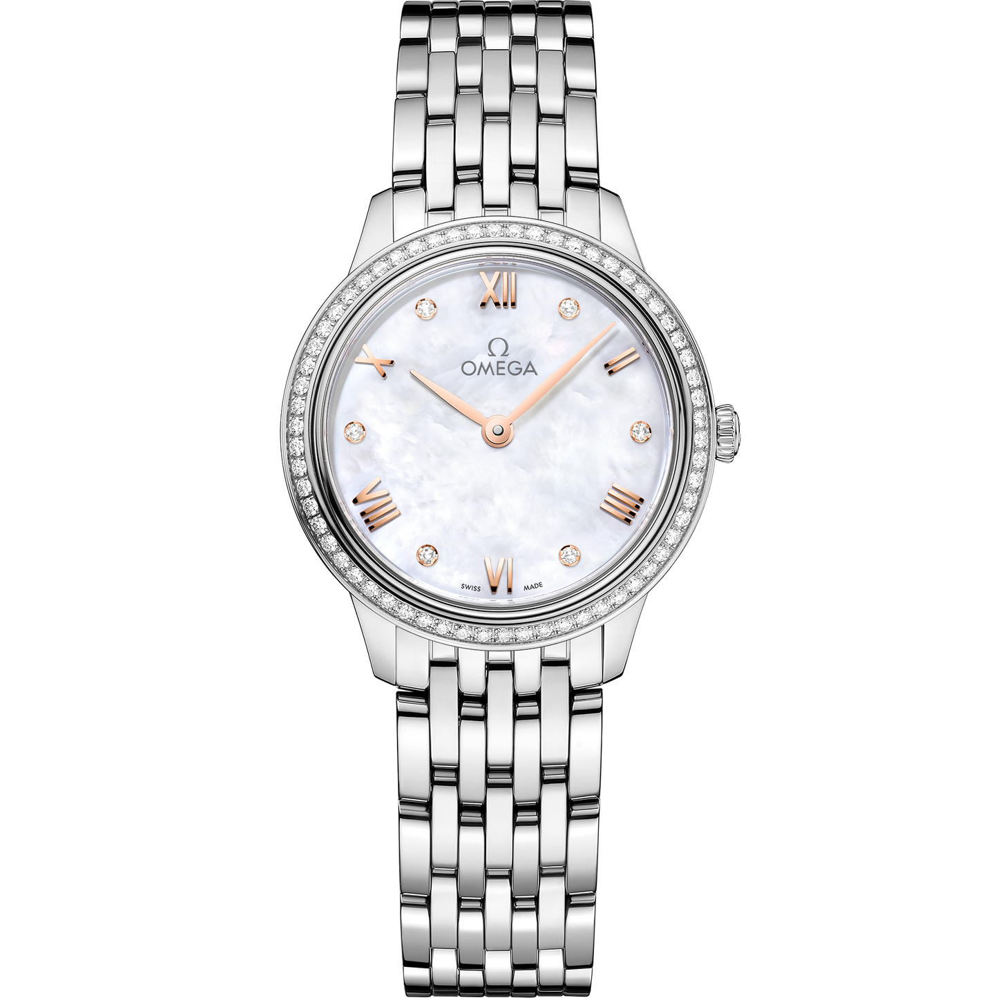 Unworn, Omega De Ville Prestige, Stainless Steel and Diamond-set, 27.5 mm, Quartz, Ref# 434.15.28.60.55.001