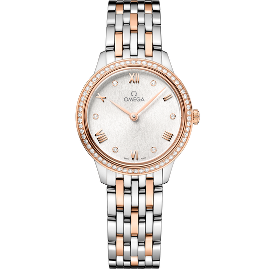 Unworn, Omega De Ville Prestige, 18k Sedna™ Gold, Stainless Steel and Diamond-set, 27.5 mm, Quartz, Ref# 434.25.28.60.52.001