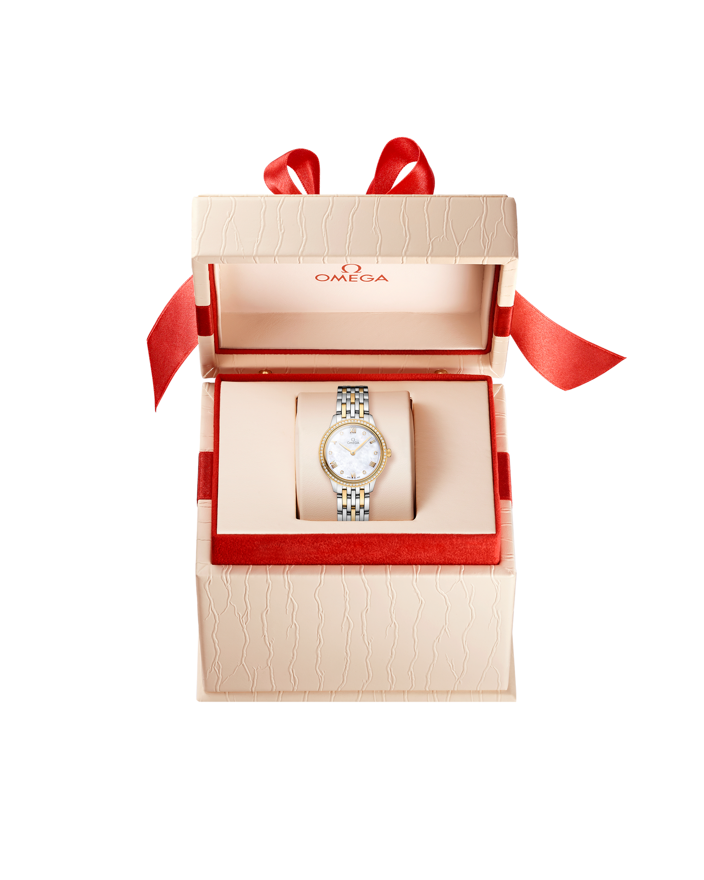 Unworn, Omega De Ville Prestige, 18k Yellow Gold, Stainless Steel and Diamond-set, 27.5 mm, Quartz, Ref# 434.25.28.60.55.001, Watch in box
