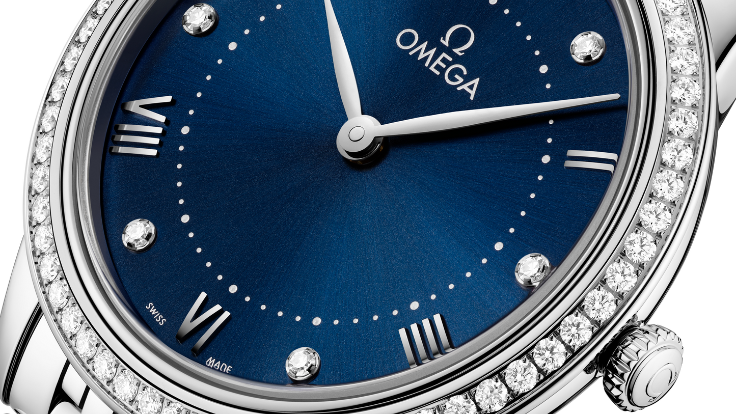 Unworn, Omega De Ville Prestige, Stainless Steel and Diamond-set, 30mm, Quartz, Ref# 434.15.30.60.53.001, Dial