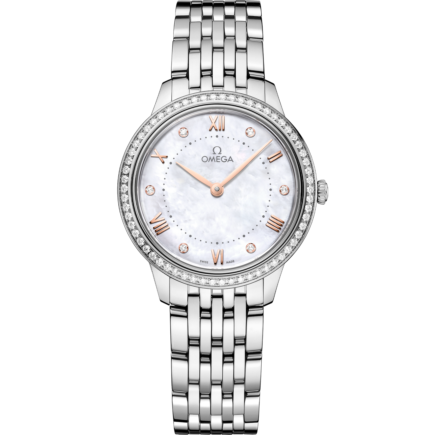 Unworn, Omega De Ville Prestige, Stainless Steel and Diamond-set, 30mm, Quartz, Ref# 434.15.30.60.55.001