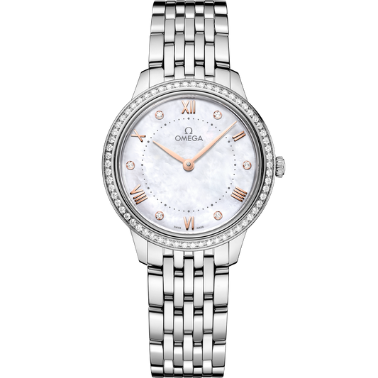 Unworn, Omega De Ville Prestige, Stainless Steel and Diamond-set, 30mm, Quartz, Ref# 434.15.30.60.55.001