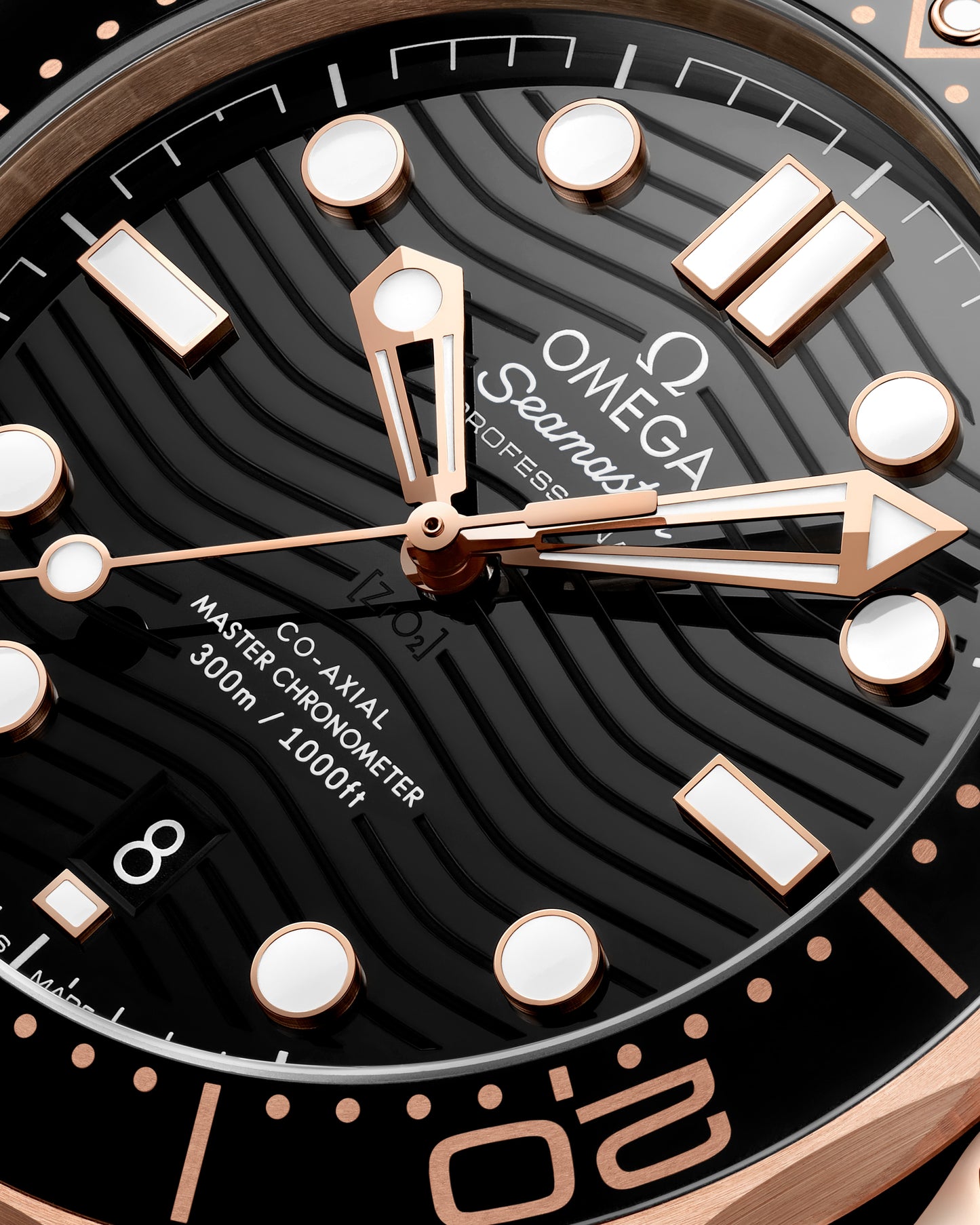 Unworn, Omega Seamaster Diver 300m, 18k Sedna™ Gold, Ceramic, 42mm, Ref# 210.62.42.20.01.002, Dial