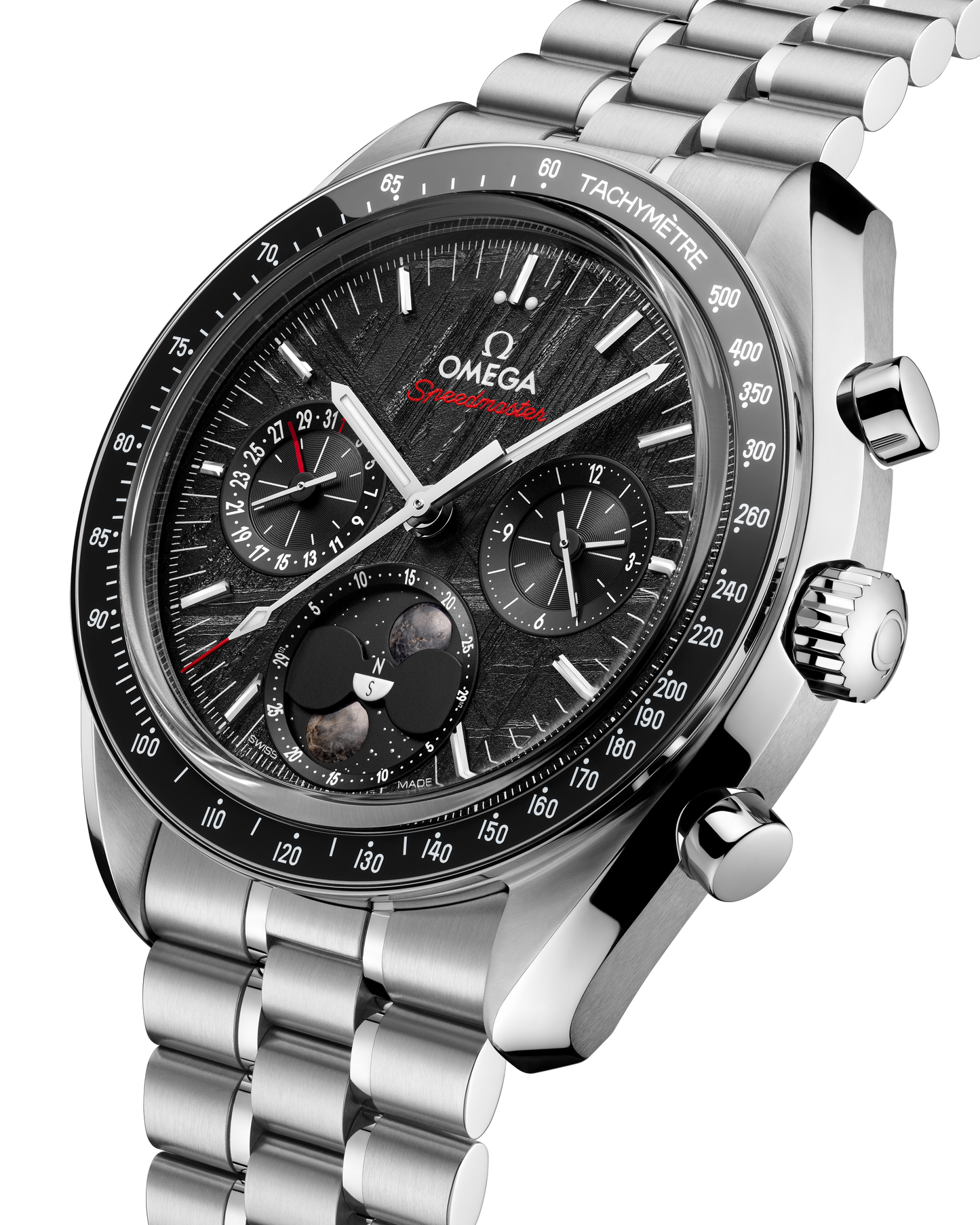Unworn, Omega Speedmaster Moonphase, Stainless Steel, Chronograph, 43 mm, Ref# 304.30.43.52.01.001, Right
