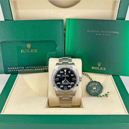 Rolex, Air-king, Black Arabic dial, 40mm, Oystersteel, Smooth, Oyster, Ref# 126900-0001