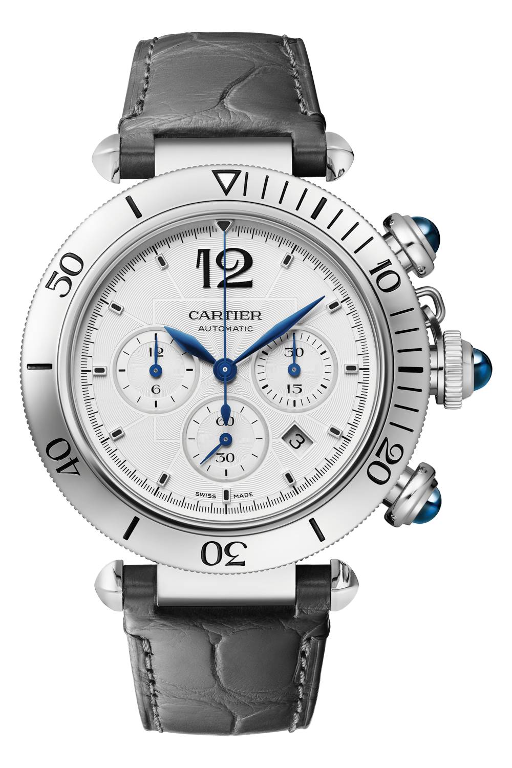 Unworn Cartier Pasha de Cartier Chronograph, Stainless Steel, 41mm, Ref# WSPA0018, wirh strap