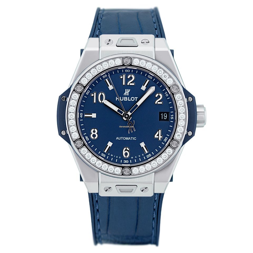 Hublot Big Bang, One Click Steel Blue Diamonds 39mm, Ref# 465.SX.7170.LR.1204, Dial