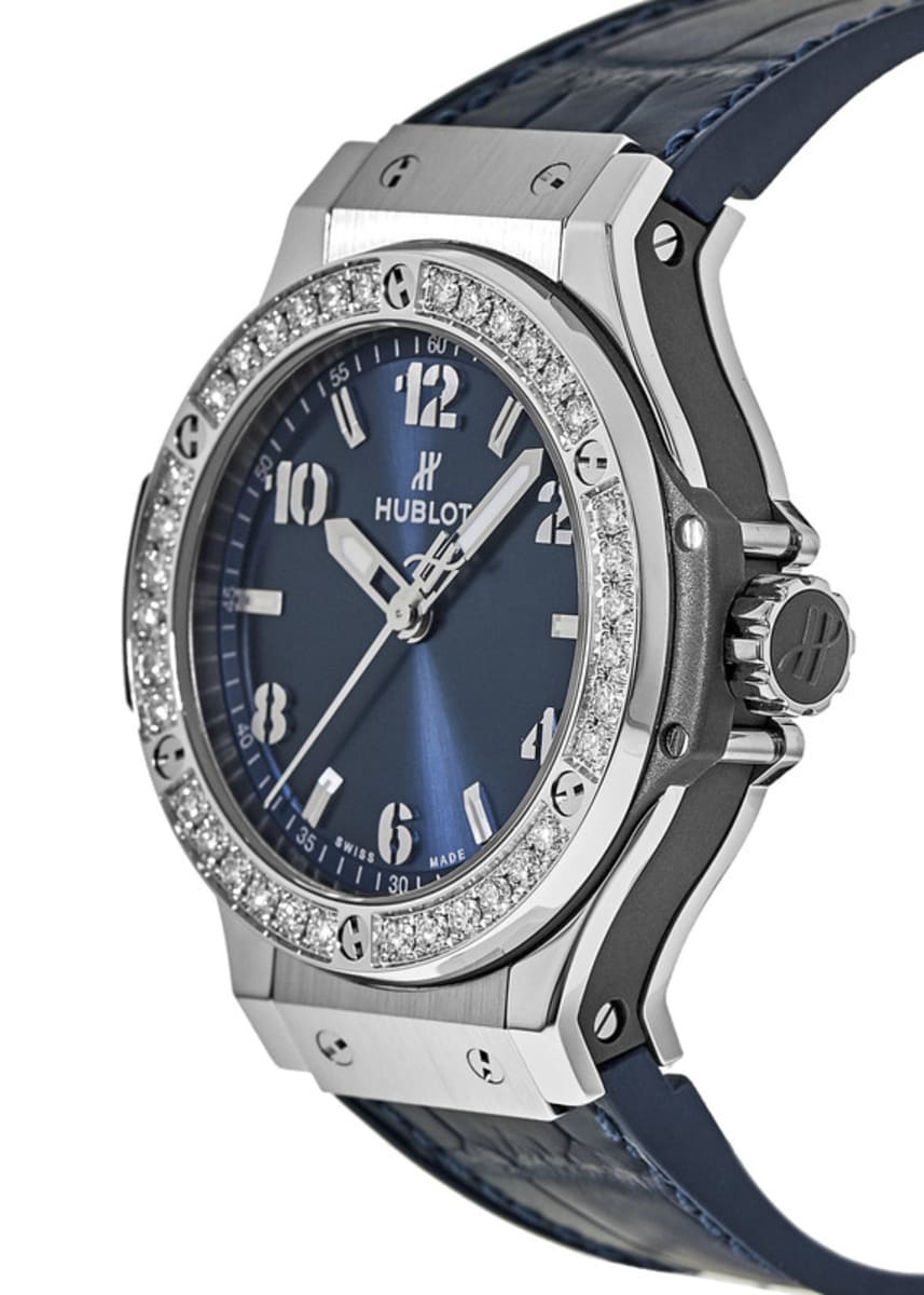 Hublot Big Bang, One Click Steel Blue Diamonds 39mm, Ref# 465.SX.7170.LR.1204, Right