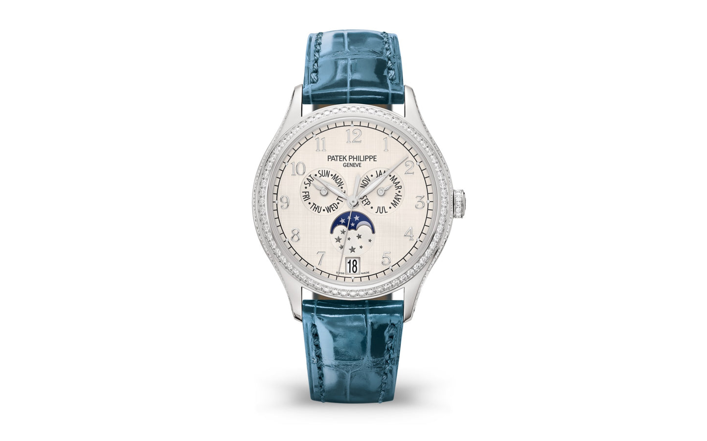 Patek Philippe Complication, 18k White Gold set with 155 diamonds (~1.34 ct), 38mm, Annual Calendar Ref# 4947G-001, 1