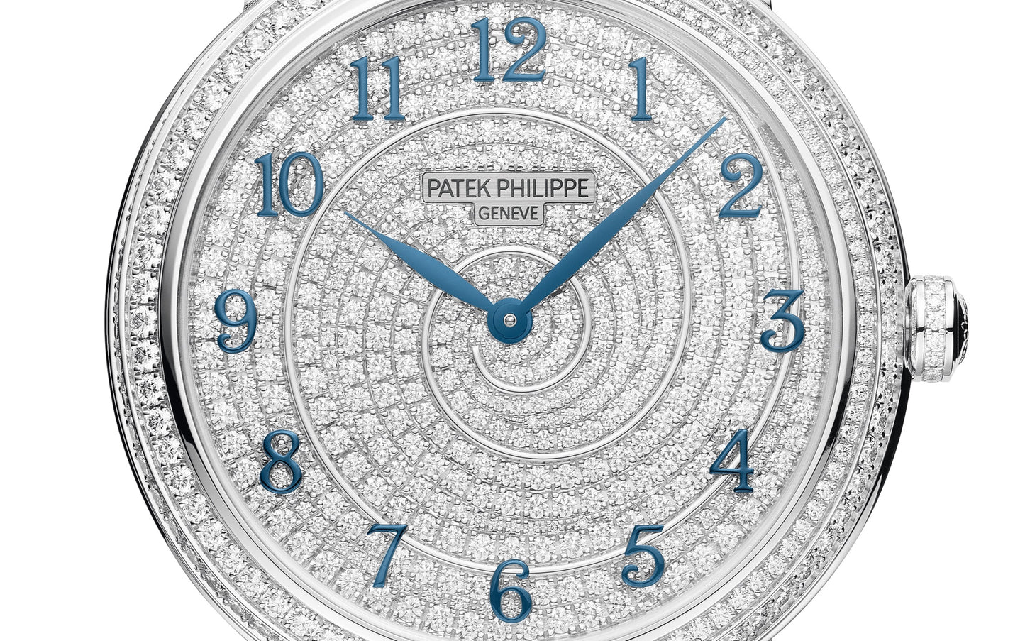Patek Philippe Calatrava Diamond Ribbon Joaillerie Ladies, 18kt White Gold set with 770 Diamonds: ~4,4ct, 36,5mm, Ref# 4978/400G-001, Dial