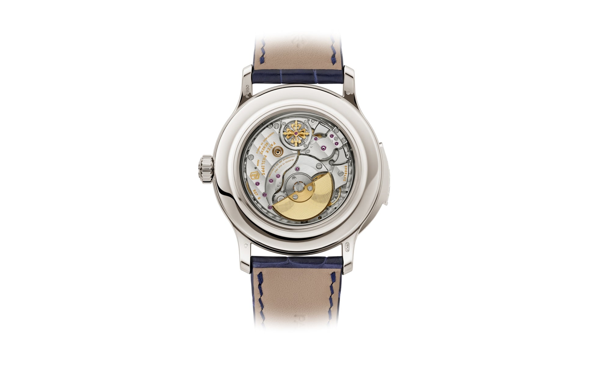 Patek Philippe Grand Complication, Platinum set with baguette diamonds and sapphires, 42mm, Ref# 5374/300P-001, Back