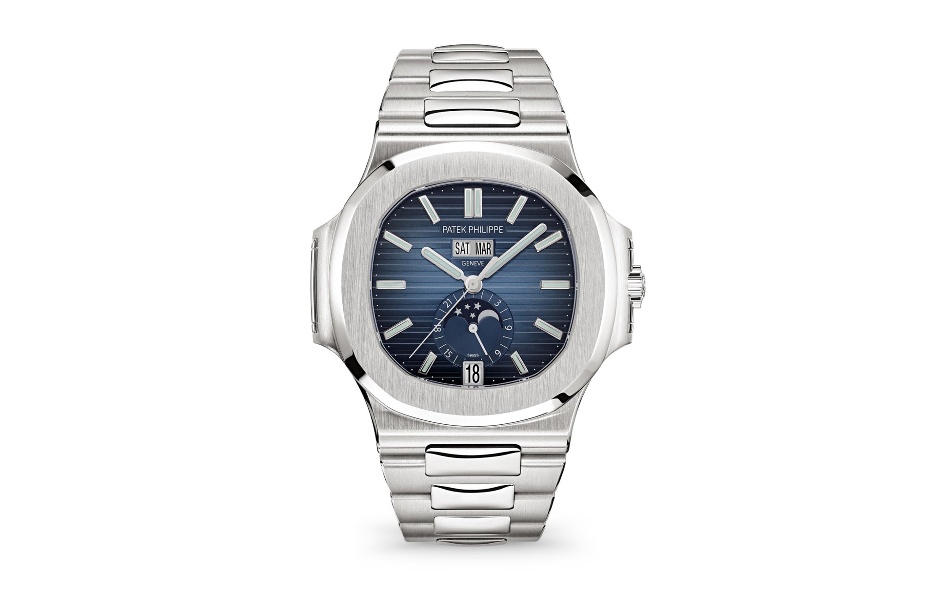 Patek Philippe Nautilus Annual Calendar, Moon Phases Watch, Stainless Steel, 40,5 mm, Ref# 5726/1A-014, 1
