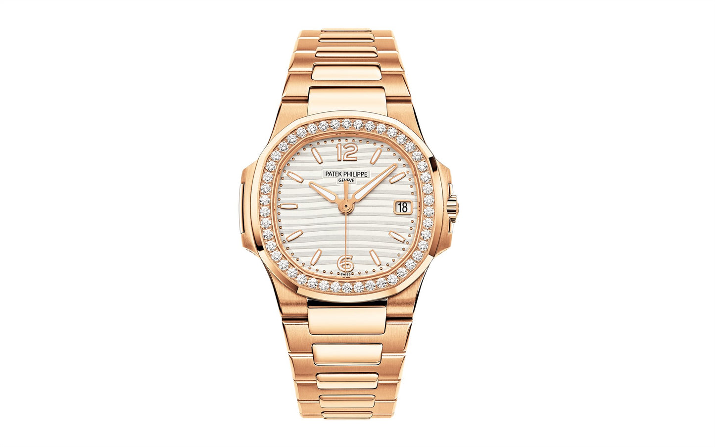 Patek Philippe Nautilus Quartz Diamond Ladies Watch, 18k Rose Gold, 32mm, Ref# 7010/1R-011, 1