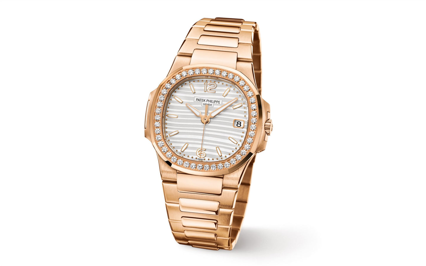 Patek Philippe Nautilus Quartz Diamond Ladies Watch, 18k Rose Gold, 32mm, Ref# 7010/1R-011, Main view