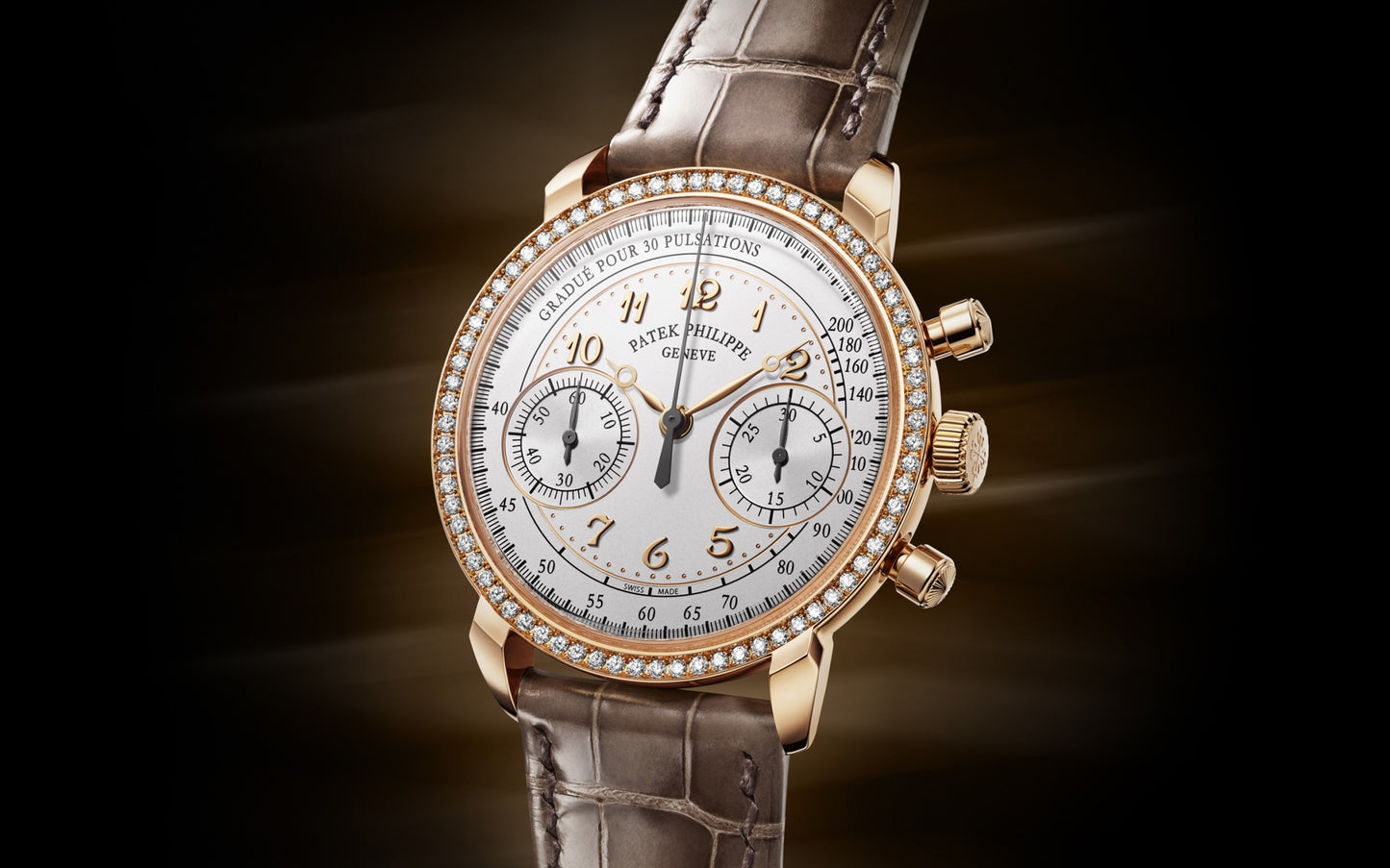 Patek Philippe Complication, 18k Rose Gold, Ladies Chronograph 38mm, 99 diamonds: ~0.99 ct., Ref# 5172G-010, Right