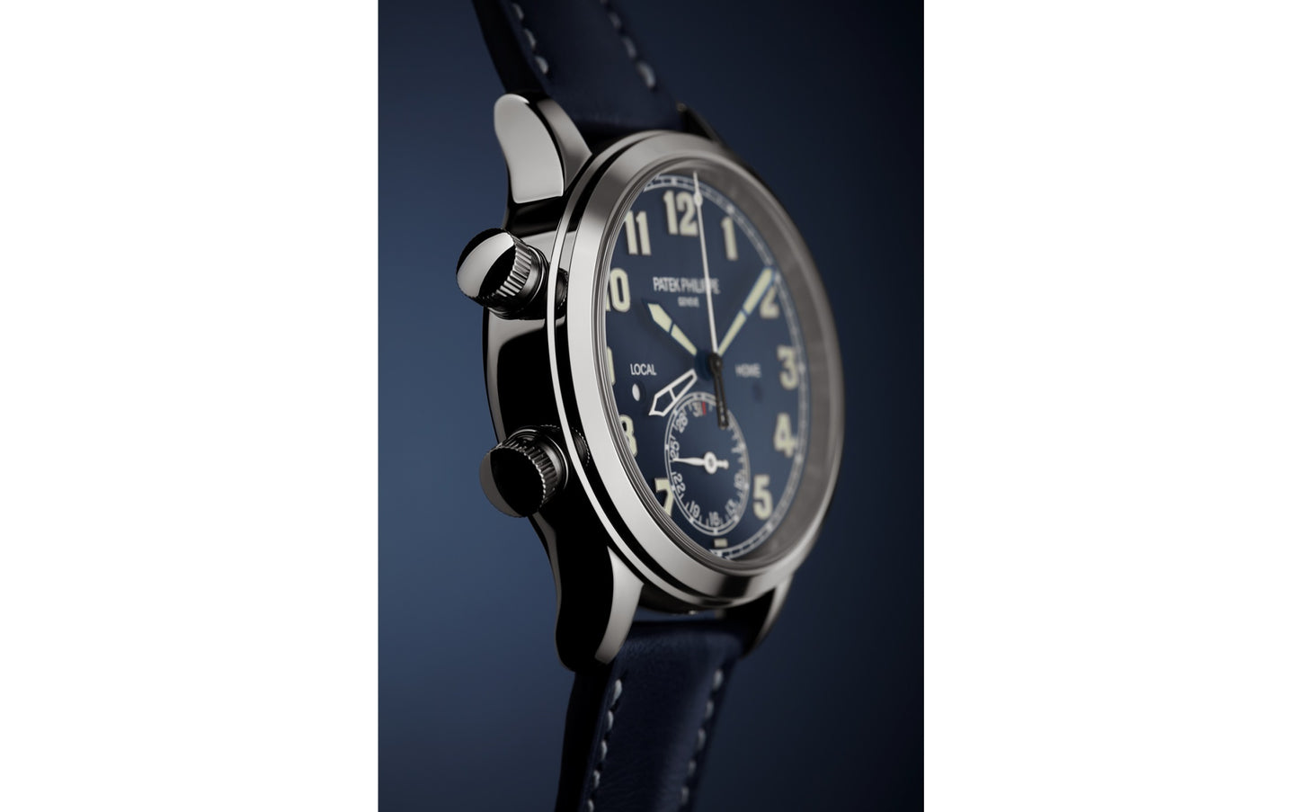 Patek Philippe Complication, 18k White Gold, Calatrava Pilot Travel Time 37,5mm, Ref# 7234G-001, Side