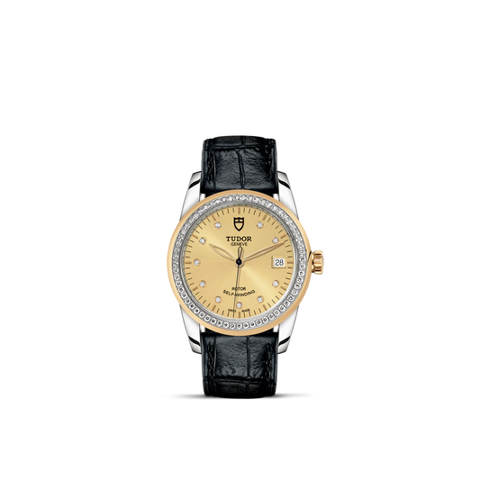 Tudor Glamour Date, Stainless Steel and 18k Yellow Gold with Diamond-set, 36mm, Ref# M55023-0050