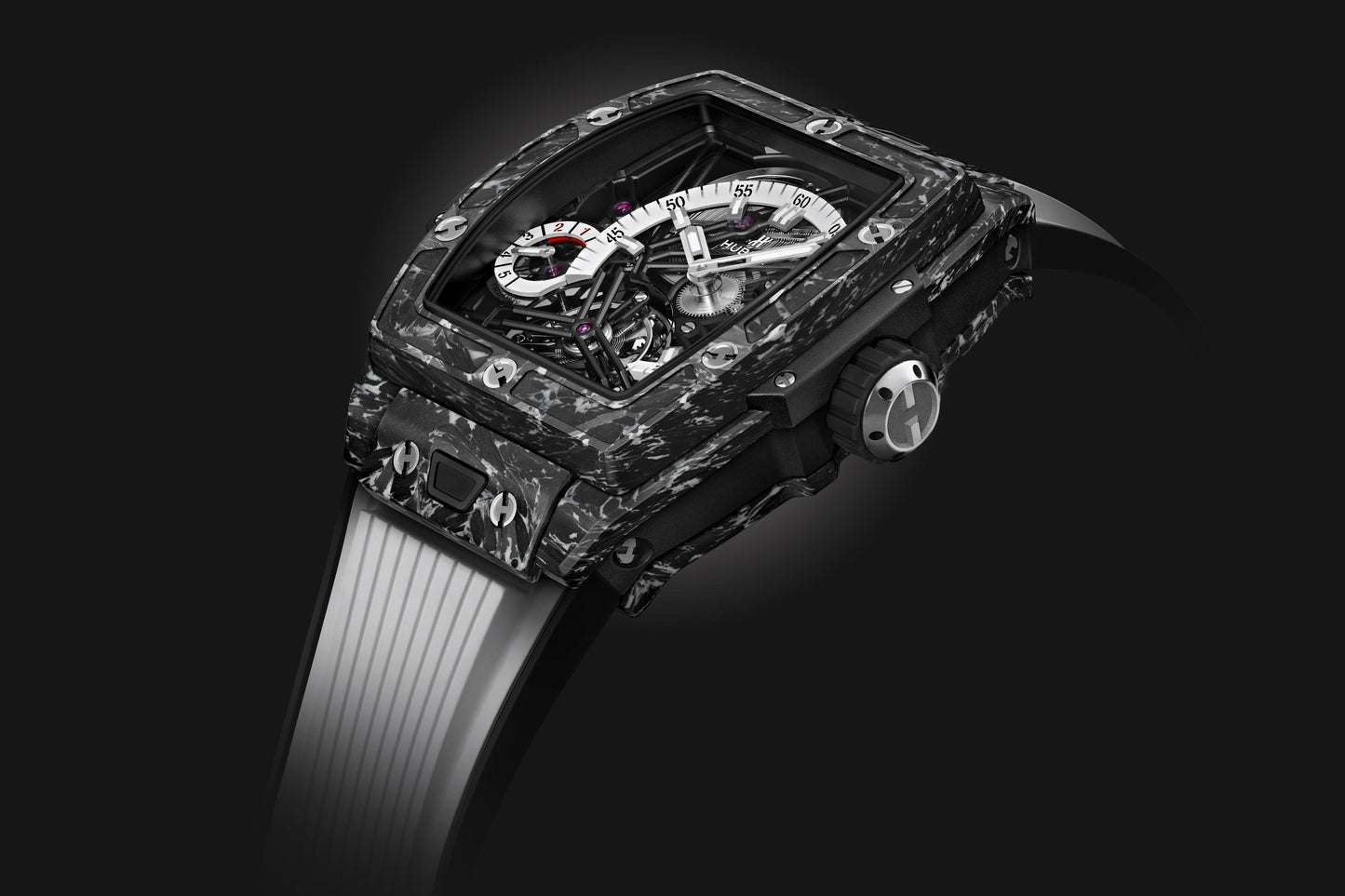 Side Hublot Spirit of Big Bang TOURBILLON CARBON WHITE Ref# 645.QW.2012.RW