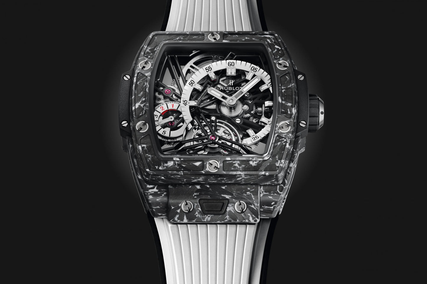 Dial Hublot Spirit of Big Bang TOURBILLON CARBON WHITE Ref# 645.QW.2012.RW