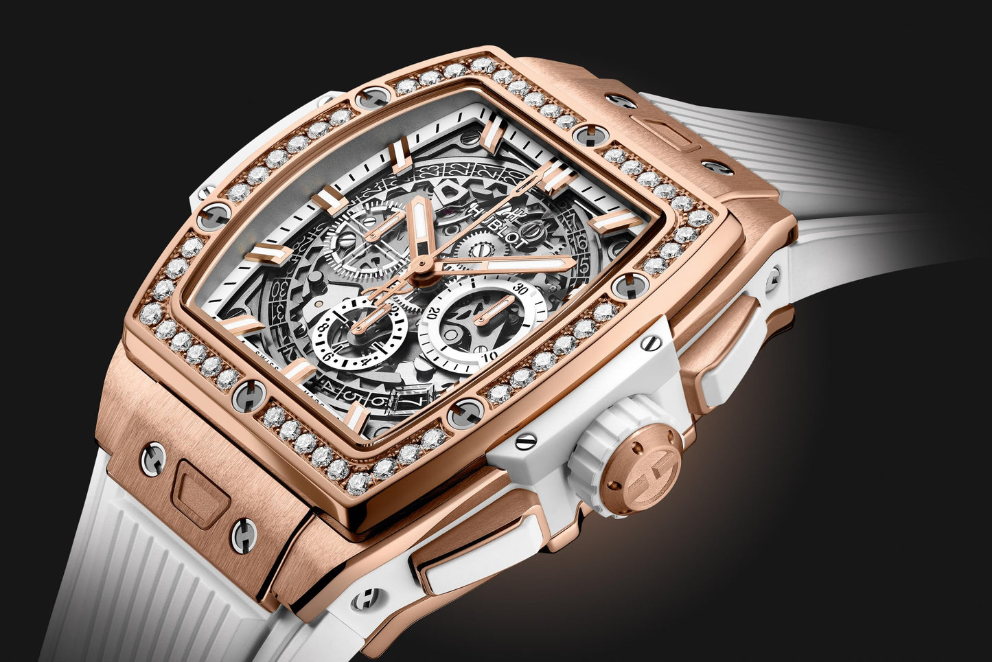 Side Hublot Spirit of Big Bang KING GOLD WHITE DIAMONDS Ref# 642.OE.2010.RW.1204