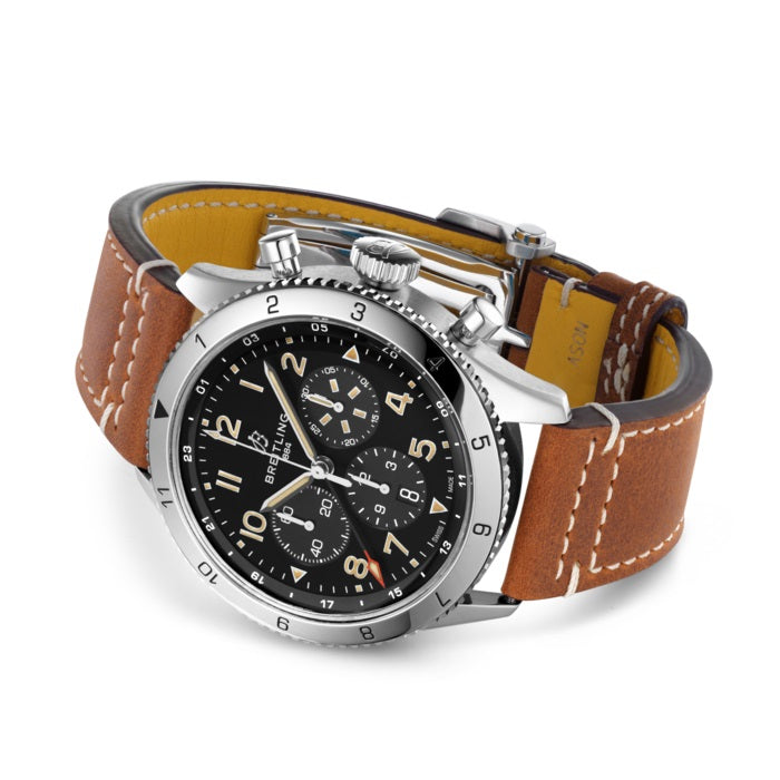 Side Breitling Super AVI B04 Chronograph GMT 46 P-51 MUSTANG Ref# AB04453A1B1X1