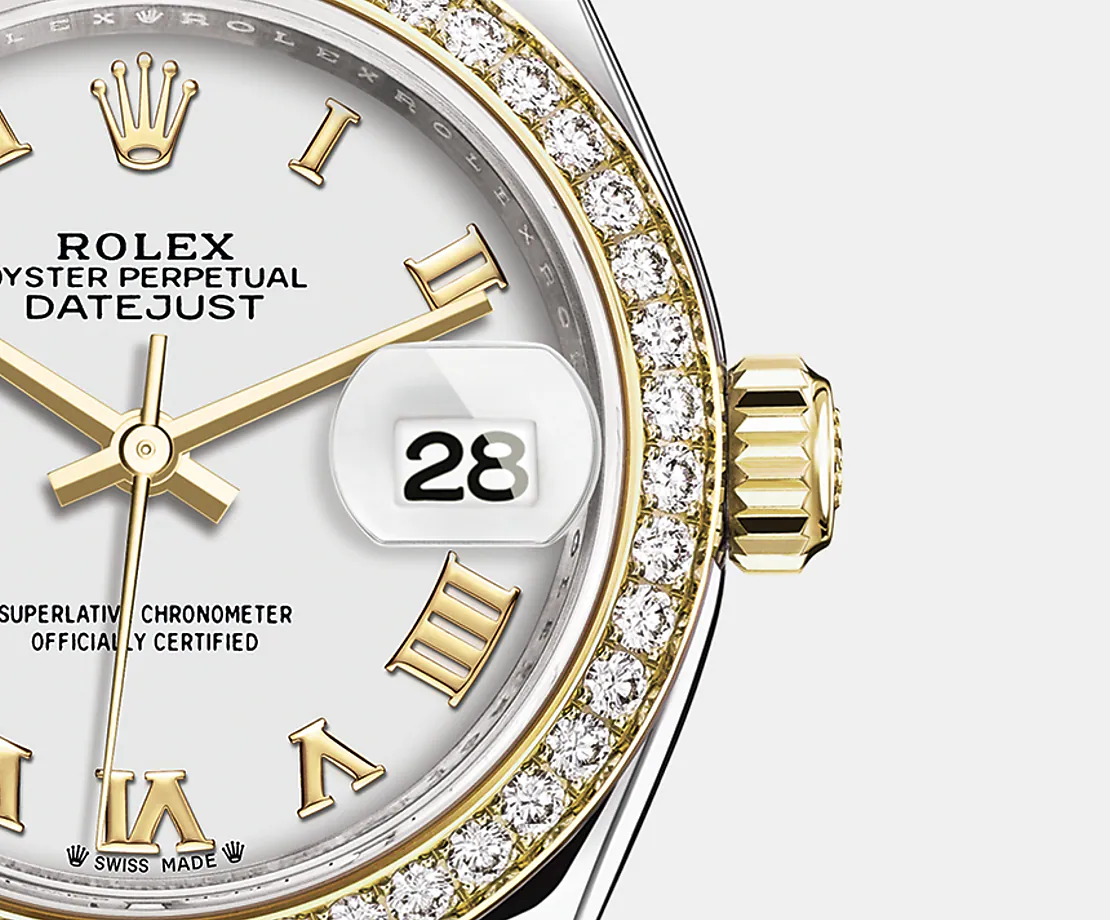 Rolex Lady-Datejust 28, Oystersteel and 18k Yellow Gold, Ref# 279383RBR-0023, Date