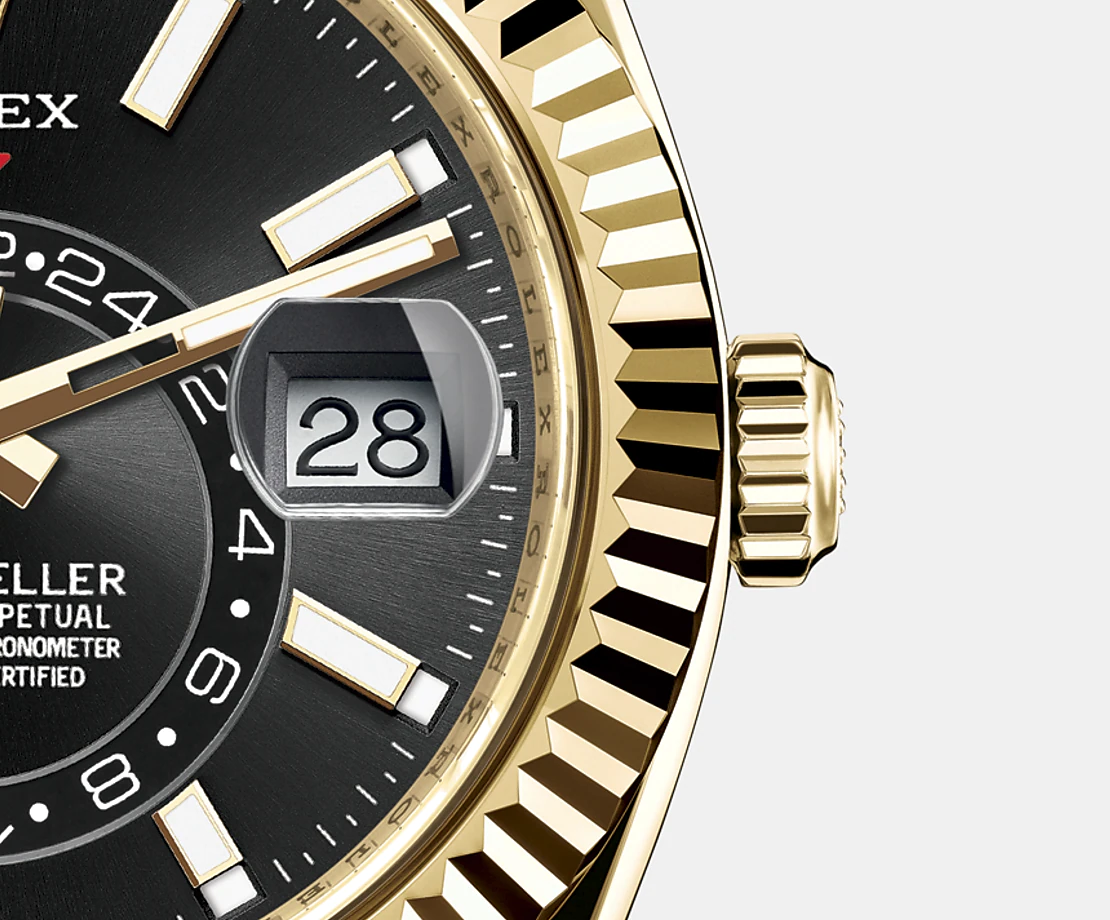 Rolex Sky-Dweller, 18k Yellow Gold, Oysterflex, Ref# 326238-0009, Date