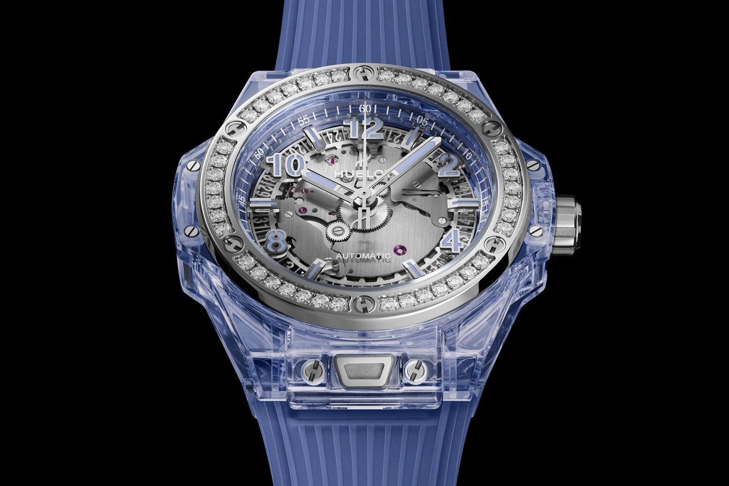Side Hublot Big Bang ONE CLICK BLUE SAPPHIRE DIAMONDS Ref# 465.JL.4802.RT.1204