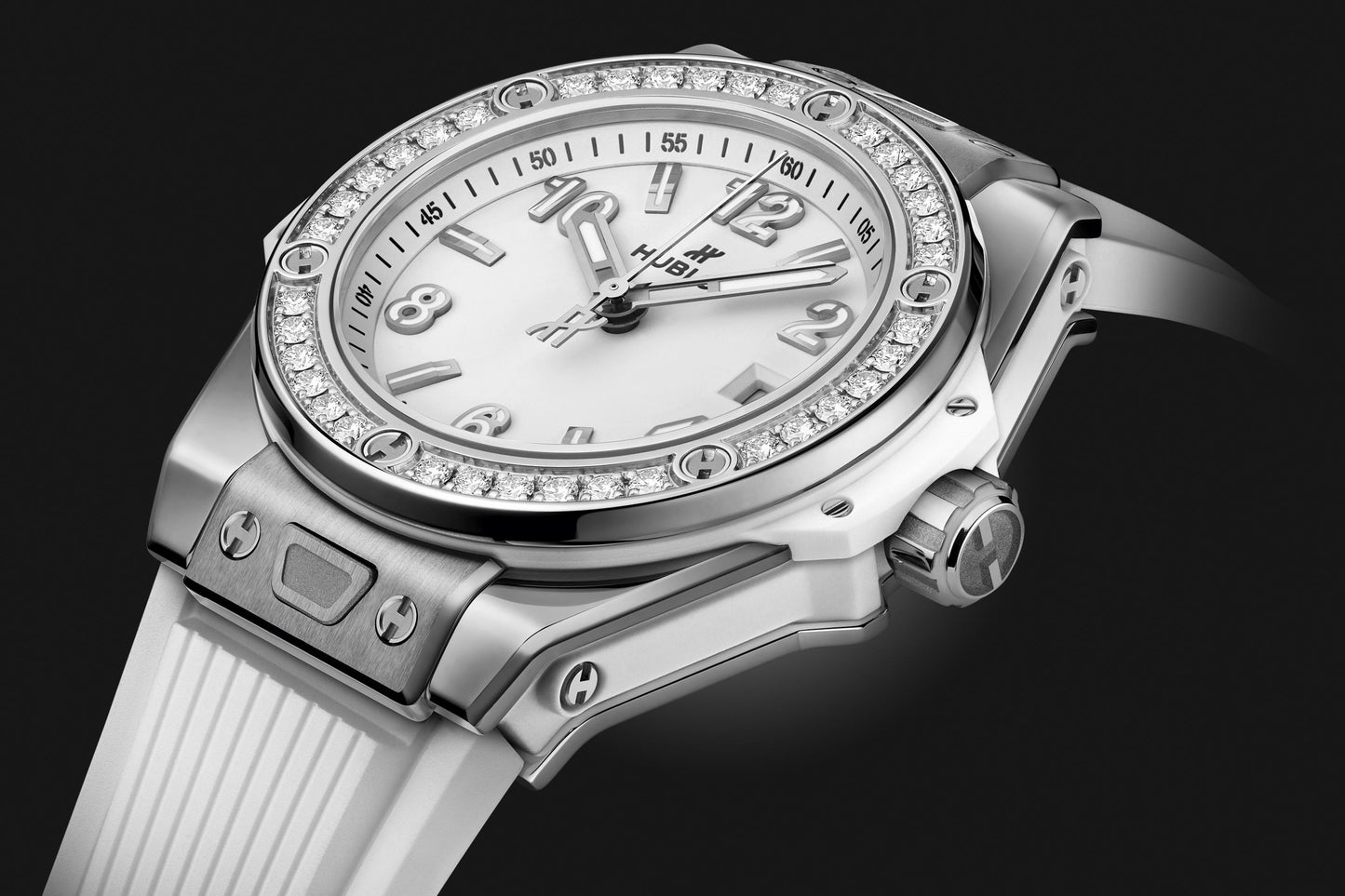Side Hublot Big Bang ONE CLICK STEEL WHITE DIAMONDS Ref# 485.SE.2010.RW.1204