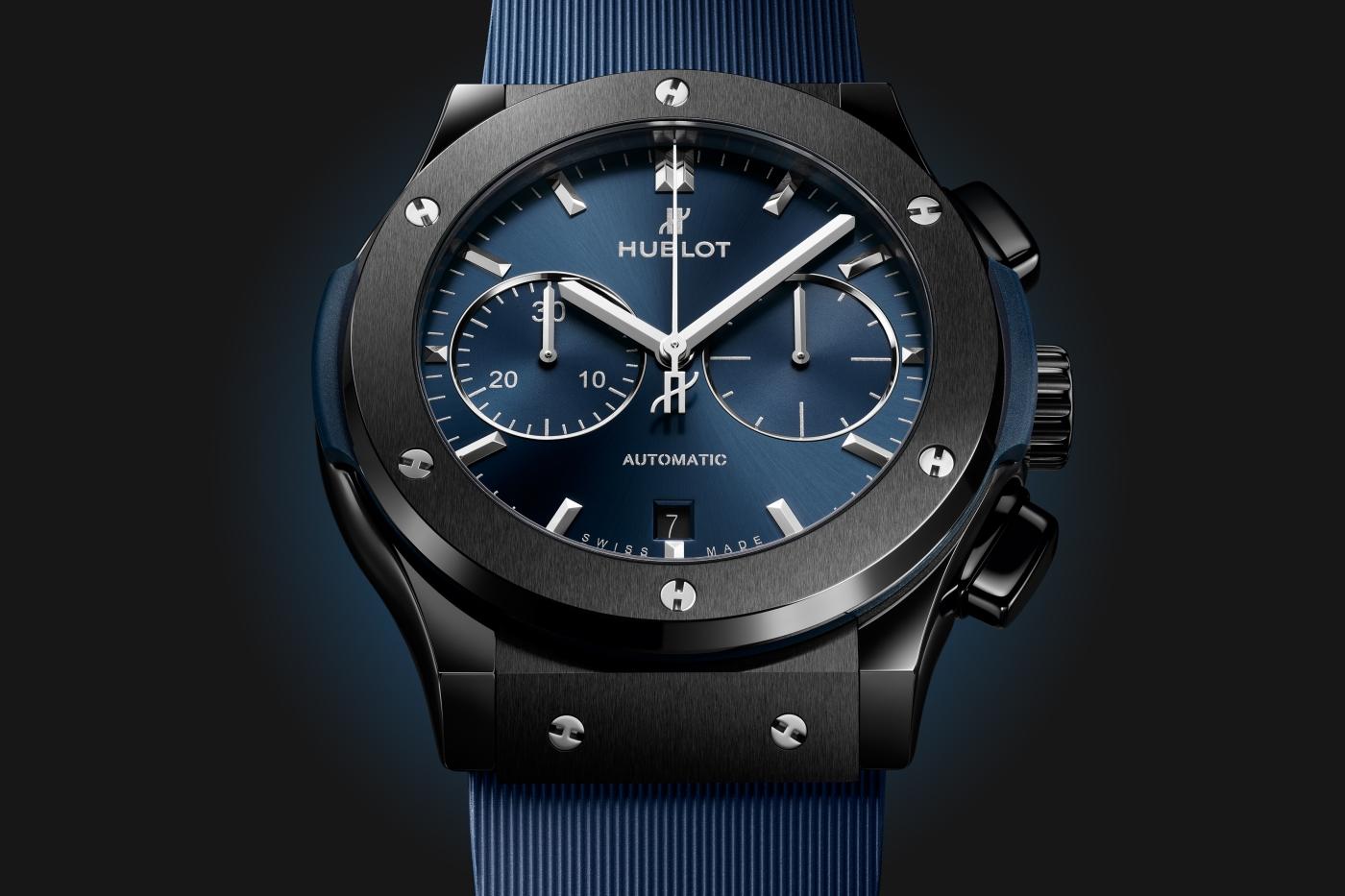 Dial Hublot Classic Fusion Ceramic Blue Chronograph Ref# 521.CM.7170.RX