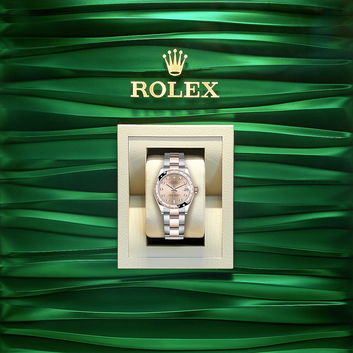Rolex Datejust 31, Oystersteel, 18kt Everose Gold and diamonds, Ref# 278341RBR-0023, Watch in box