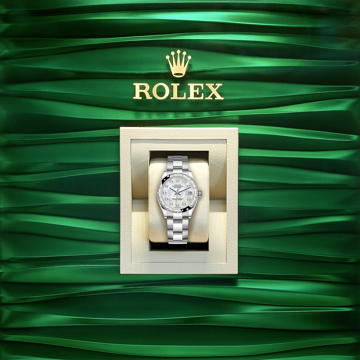 Rolex Datejust 31, Oystersteel, 18kt White Gold and diamonds, Ref# 278344RBR-0005, Watch in box