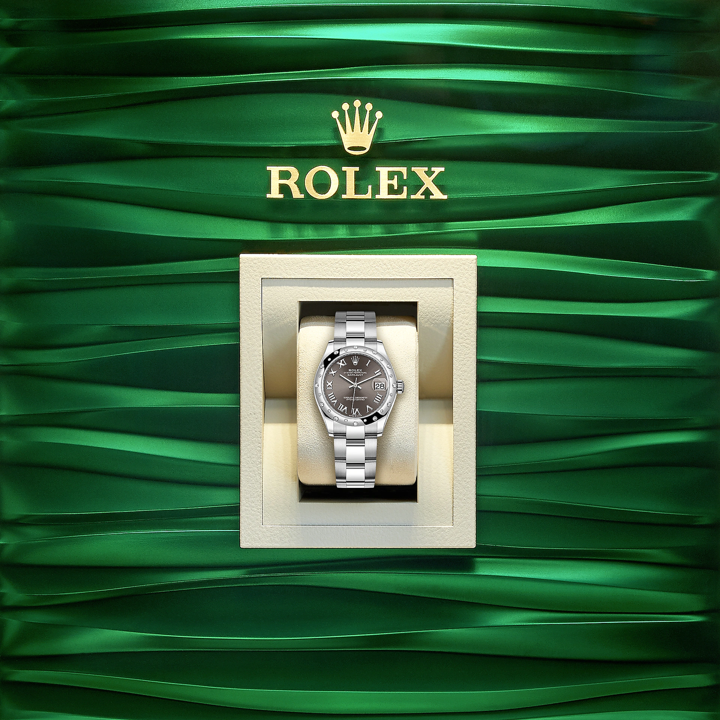 Rolex Datejust 31, Oystersteel, 18kt White Gold and diamonds, Ref# 278344RBR-0023, Watch in box