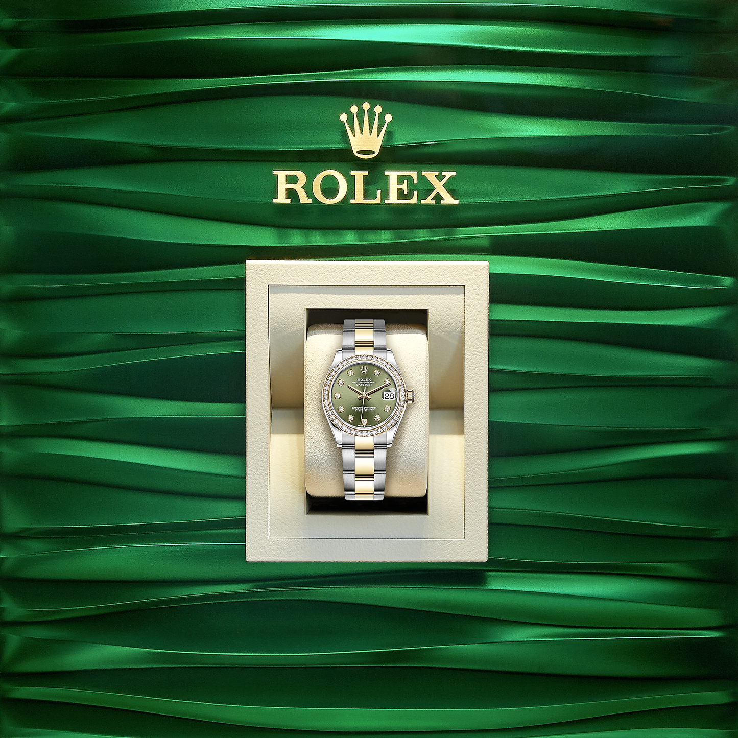 Rolex Datejust 31, Oystersteel, 18kt Yellow Gold and diamonds, Ref# 278383RBR-0029, Watch in box