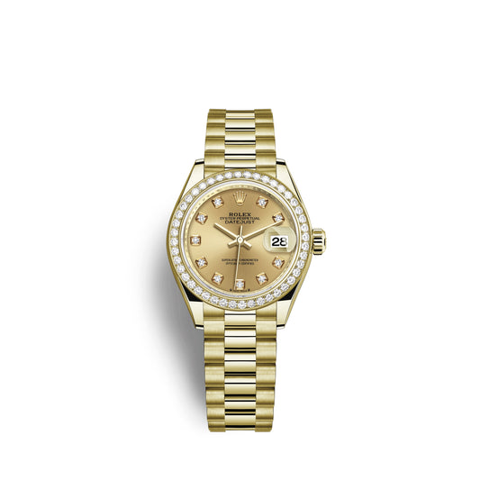 Rolex Lady-Datejust 28, 18kt Yellow Gold and diamonds, Ref# 279138RBR-0023