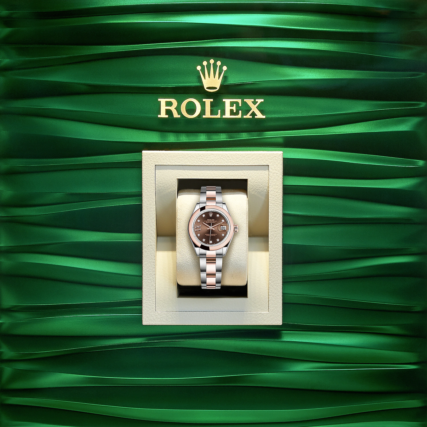 Rolex Lady-Datejust 28, Oystersteel and 18k Everose Gold, Ref# 279161-0004, Watch in box