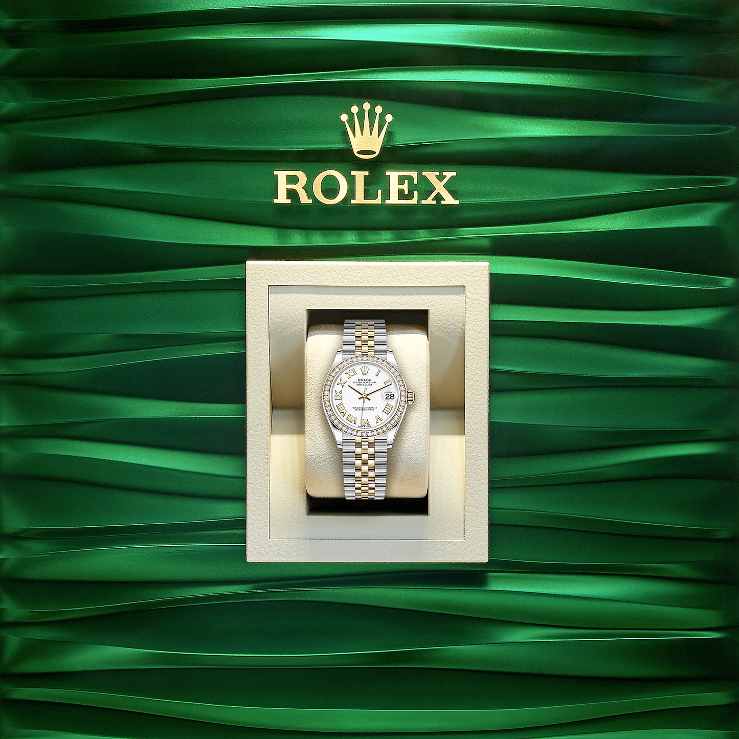 Rolex Lady-Datejust 28, Oystersteel and 18k Yellow Gold, Ref# 279383RBR-0023, Watch in box
