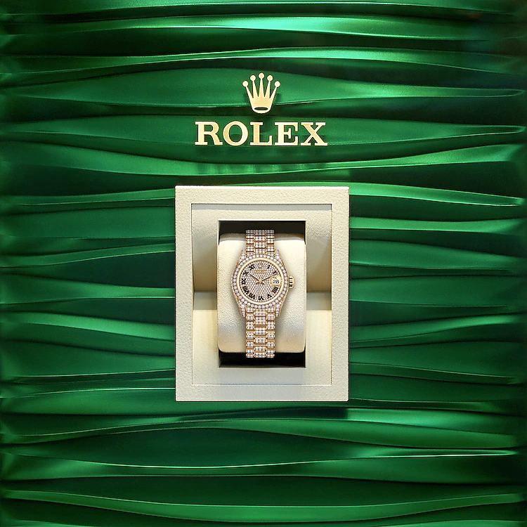 Rolex Lady-Datejust 28, 18k Yellow Gold, Ref# 279458RBR-0001, Watch in box