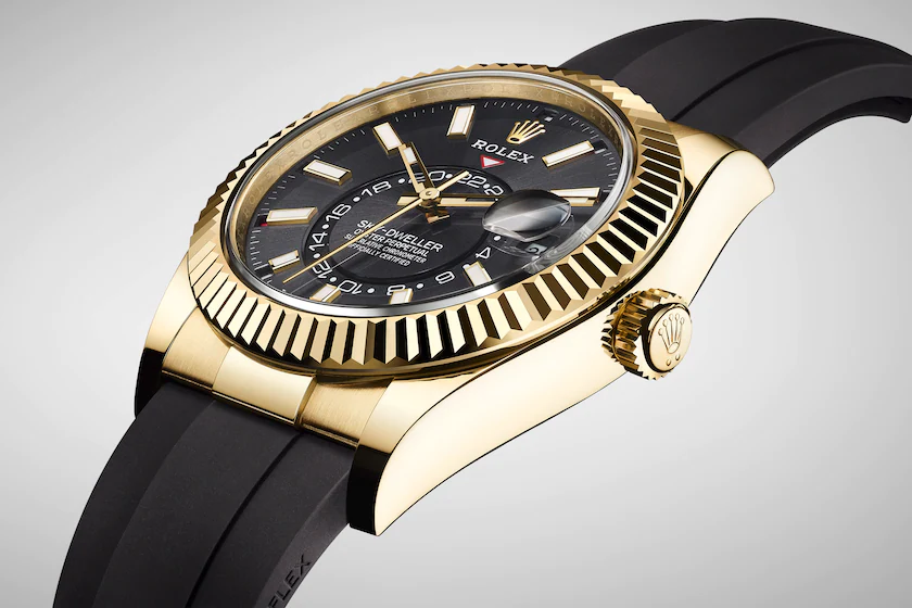 Rolex Sky-Dweller, 18k Yellow Gold, Oysterflex, Ref# 326238-0009, Right