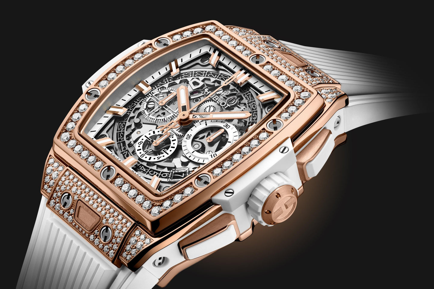 Side Hublot Spirit of Big Bang KING GOLD WHITE PAVÉ Ref# 642.OE.2010.RW.1604