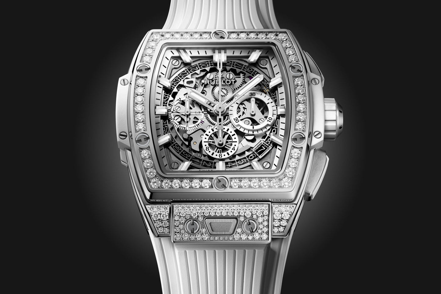 Dial Hublot Spirit of Big Bang TITANIUM WHITE PAVÉ Ref# 642.NE.2010.RW.1604
