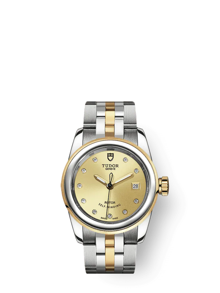 Tudor Glamour Date, Stainless Steel and 18k Yellow Gold with Diamond-set, 26mm, Ref# M51003-0003