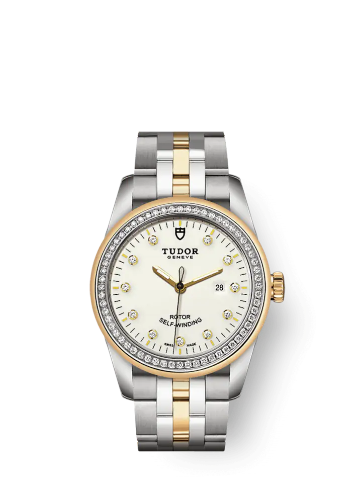 Tudor Glamour Date, Stainless Steel and 18k Yellow Gold with Diamond-set, 31mm, Ref# M53023-0066