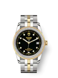 Tudor Glamour Date, Stainless Steel and 18k Yellow Gold with Diamond-set dial and Diamond-set bezel, 36mm, Ref# M55023-0022