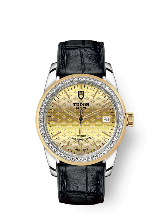 Tudor Glamour Date, Stainless Steel and 18k Yellow Gold, 36mm with Diamond-set bezel, Ref# M55023-0051