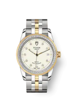 Tudor Glamour Date, Stainless Steel and 18k Yellow Gold with Diamond-set dial and Diamond-set bezel, 36mm, Ref# M55023-0082