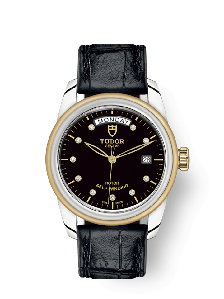 Tudor Glamour Date+Day, Stainless Steel and 18k Yellow Gold with Diamond-set, 39mm, Ref# M56003-0045