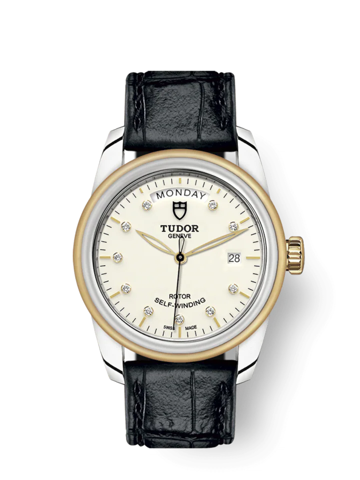 Tudor Glamour Date+Day, Stainless Steel and 18k Yellow Gold with Diamond-set, 39mm, Ref# M56003-0115